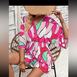Geometric‎ Batwing Romper